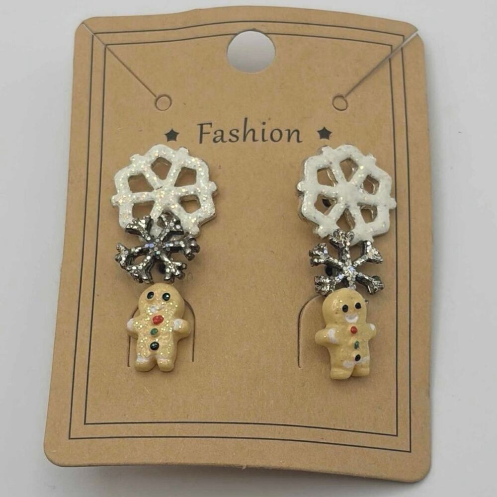 Silver Snowflake/Gingerbread Earring Bundle